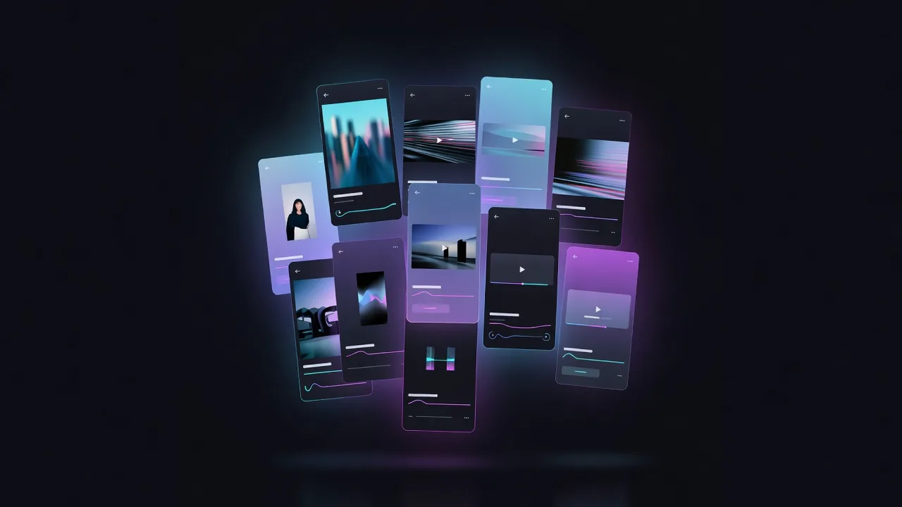 VIBE app interface showing AI-generated vertical video previews